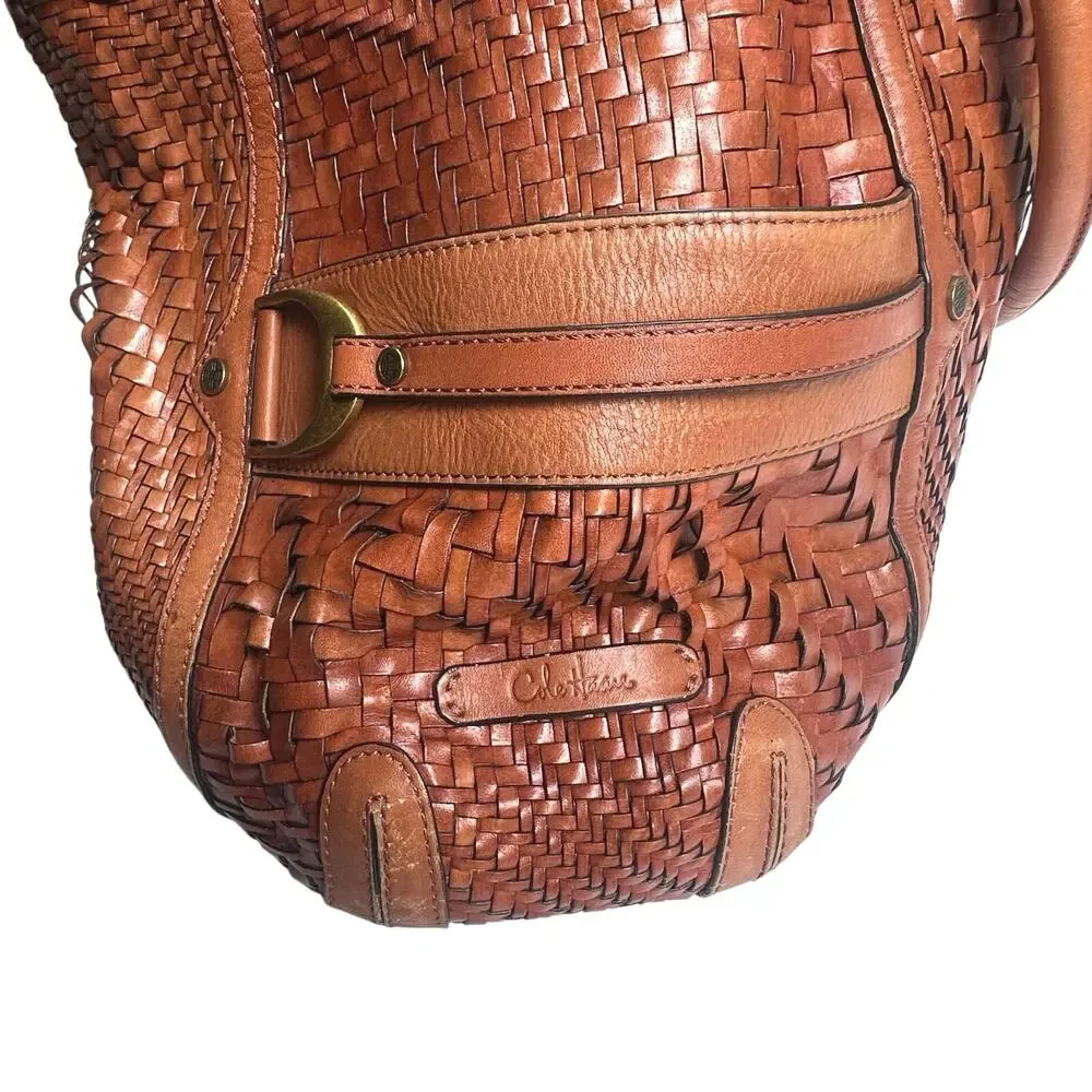 Cole Haan | Women | Genevieve Woven Leather Cognac Hobo Satchel Shoulder Handbag
